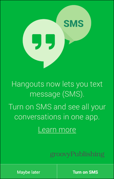 Hangouts-SMS tændes