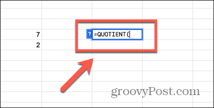 google sheets kvotientfunktion