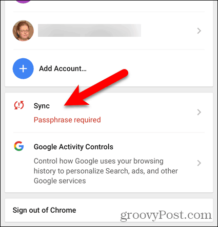 Tryk på Sync adgangssætning krævet i Chrome på iOS