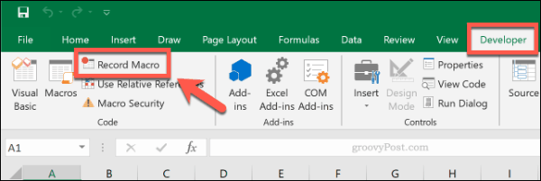 Optag makroknappen i Microsoft Excel