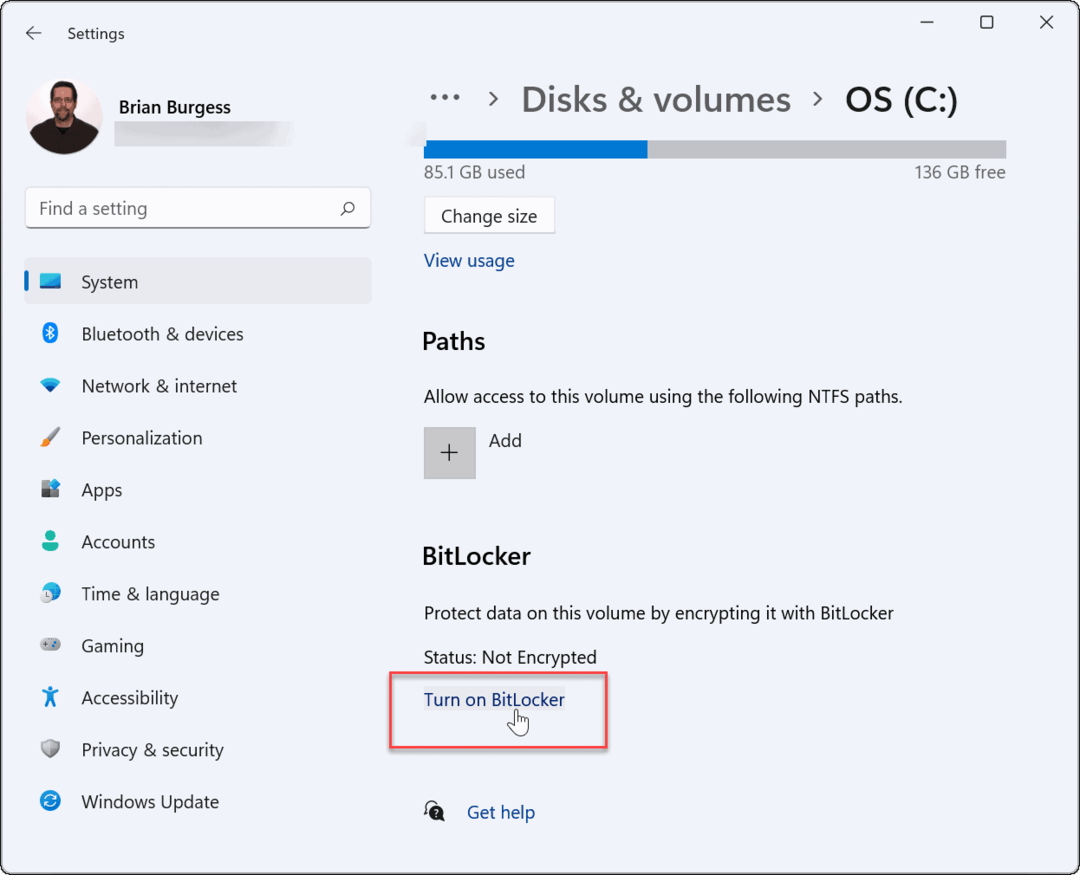 Slå bitlocker til, brug bitlocker-kryptering i Windows 11