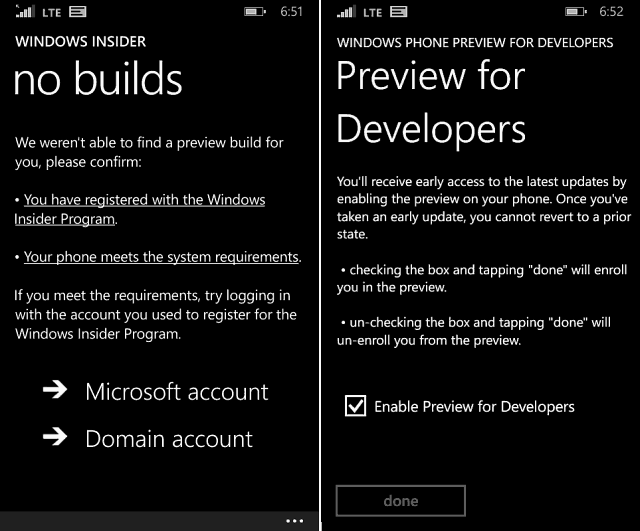 Windows Phone 10-forhåndsvisning til understøttelse af 512MB-enheder