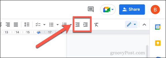 Muligheder for at indrykke tekst i Google Docs