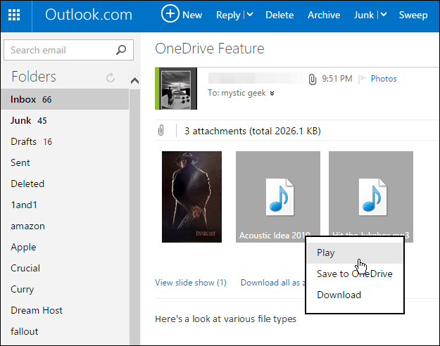 Gem Outlook.com-vedhæftede filer til OneDrive med et klik