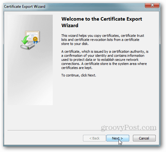 Eksport af Windows-certifikat