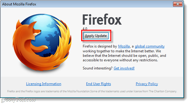 Firefox 4 anvender opdatering