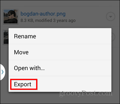 Dropbox-eksport til SD-eksport