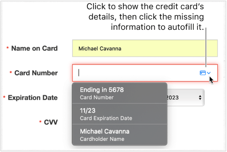 iCloud nøglering kreditkort