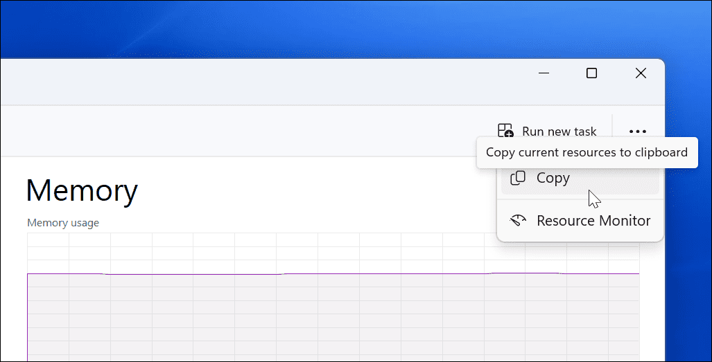 kopier Task Manager RAM-oplysninger