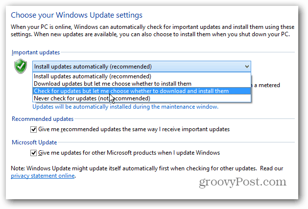 Få Windows 8 til at vise en skrivebordsmeddelelse for opdateringer