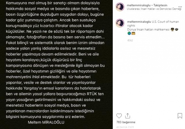 Skuespillerinde Meltem Miraloğlu, nægt ikke at skille nyheder!