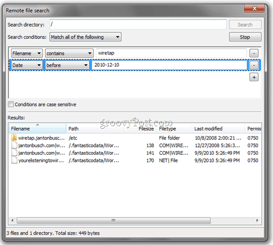 Remote File Search FTP FileZilla