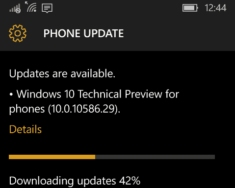 Windows 10 mobilopdatering