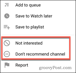 Stop af en YouTube-video eller en kanal anbefalet