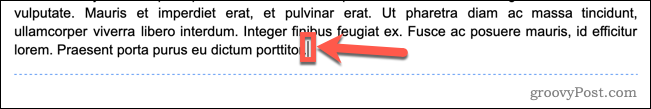 slutningen af ​​afsnit google docs