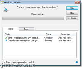 Windows Live mail-synkroniseringstest