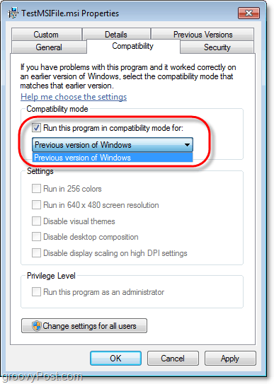 hvordan man ser kompatibilitetsoplysninger til en Windows 7 msi-fil
