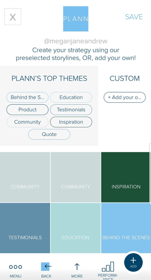 Brug farvekodede pladsholdere i Plann til at planlægge dit Instagram-feedindhold.