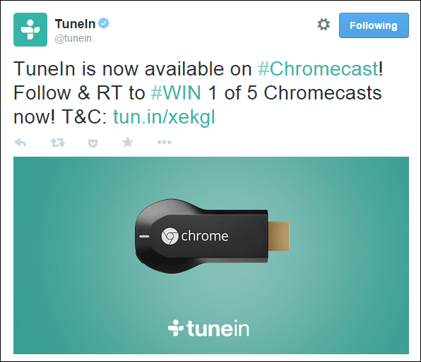 Indstil Twitter Chromecast Promo