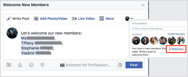 Facebook-gruppen byder nye medlemmer velkommen