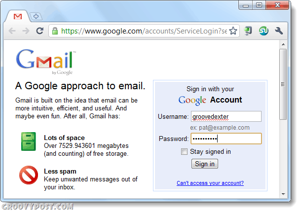 log ind på gmail ved hjælp af krom to gange