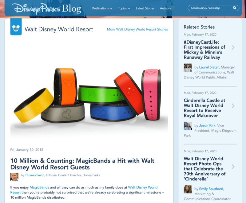 Disney MagicBand-artikel fra Disney-bloggen