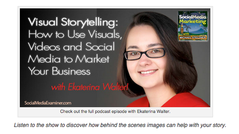 tips til visuel indhold af historiefortælling fra Ekaterina Walter