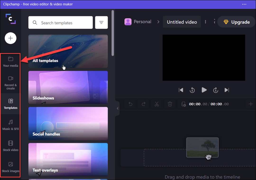 skabelon brug clipchamp video editor