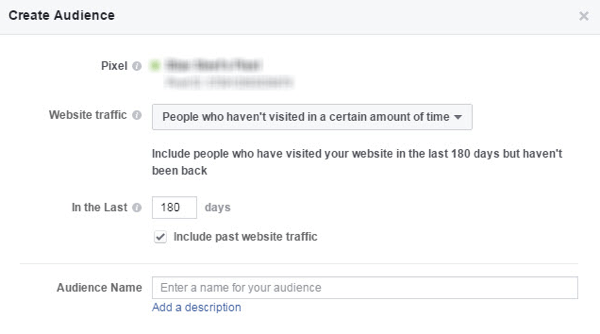 Brug et Facebook-tilpasset publikum til at oprette en winback-kampagne for sovende kunder / besøgende.