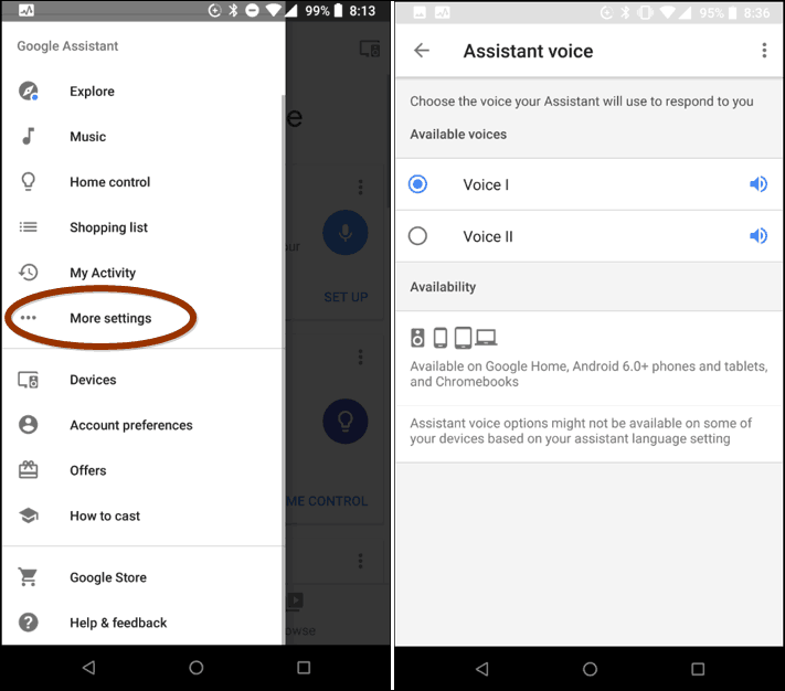 Skift Google Assistant Voice