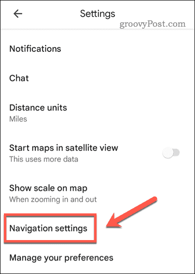 Åbn Google Maps navigationsindstillinger