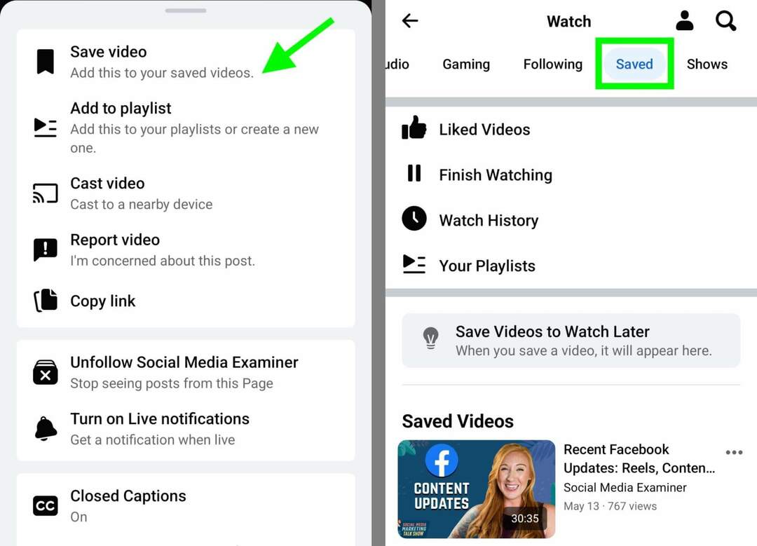 hvordan-du-gemmer-indhold-organisk-facebook-video-indlæg-swipe-fil-eksempel