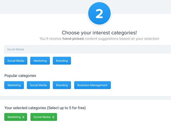 Quuu hjælper dig med at kuratere indhold ved at håndvælge forslag baseret på kategorier, der interesserer dit publikum.