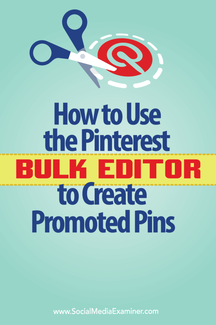 Sådan bruges Pinterest Bulk Editor til at oprette promoverede pins: Social Media Examiner
