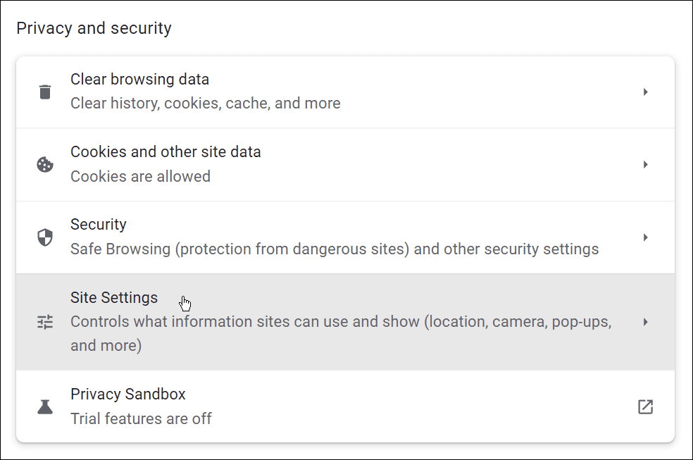 privatliv og sikkerhed Chrome