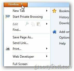 Firefox Arrow åbne indstillinger