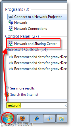 få adgang til netværket og delingscentret i windows 7