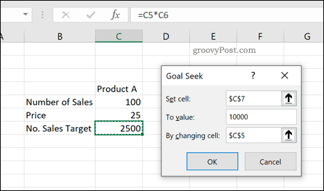 Værktøjet Excel målsøgning