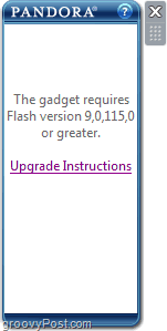 flash-fejl pandora-gadget windows 7