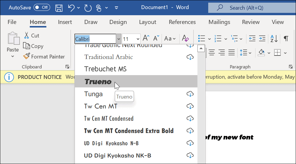 Ny skrifttype i Microsoft word