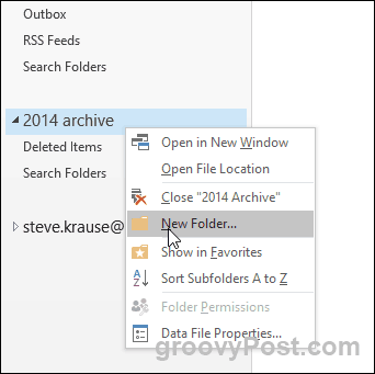 Outlook 2016 - Opret ny mappe i PST-fil