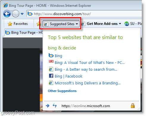 Internet Explorer 8 - foreslåede sider er irriterende!