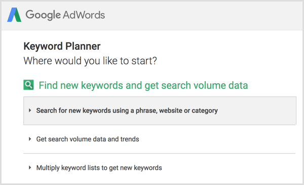 Google Keyword Planner søger efter nye søgeord
