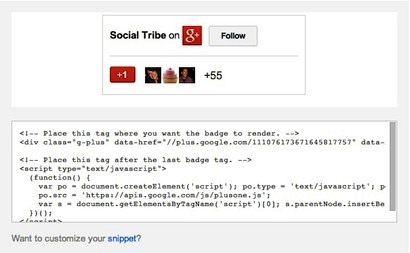 eksempel på google + badge-kode