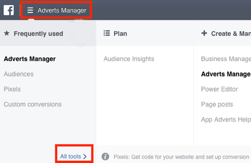 Naviger til Pixels dashboard i din Facebook Ads Manager.