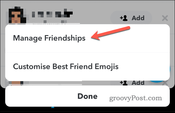 Administrer venskaber på Snapchat