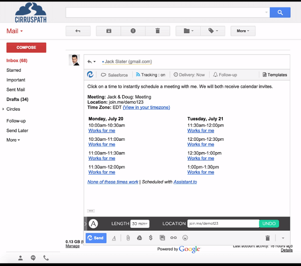 Planlæg nemt møder via Gmail med Assistant.to.