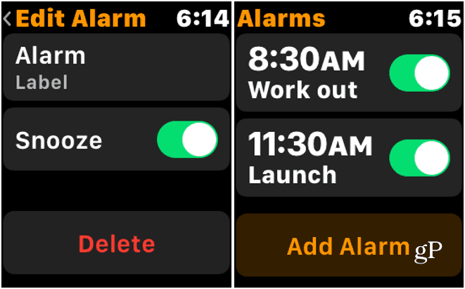 Slet alarm Apple Watch