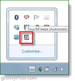touchfreeze-menu i systembakken