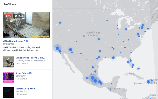 Facebook Live Map er en interaktiv måde for seere at finde live streams overalt i verden.